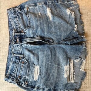 American Eagle Outfitters Light Blue Distressed Denim Shorts